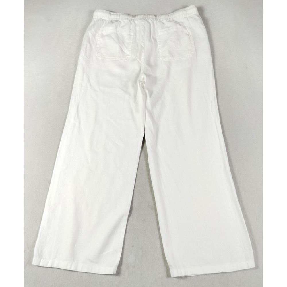 Old Navy Pants Womens Large White Linen Blend Wide Leg High Rise Drawstring - Picture 2 of 11